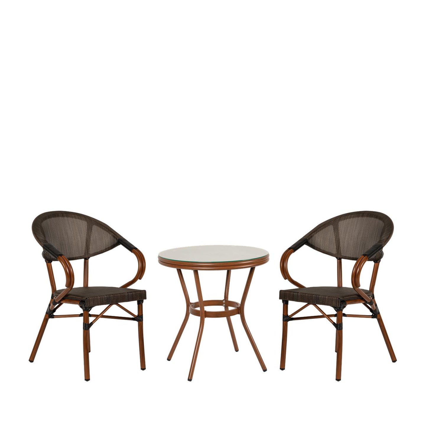 Σετ Τραπεζαρία Κήπου ArteLibre BURUNDI Μπαμπού Αλουμίνιο/Γυαλί Με 2 Πολυθρόνες 14990221 - Hippiehome.gr