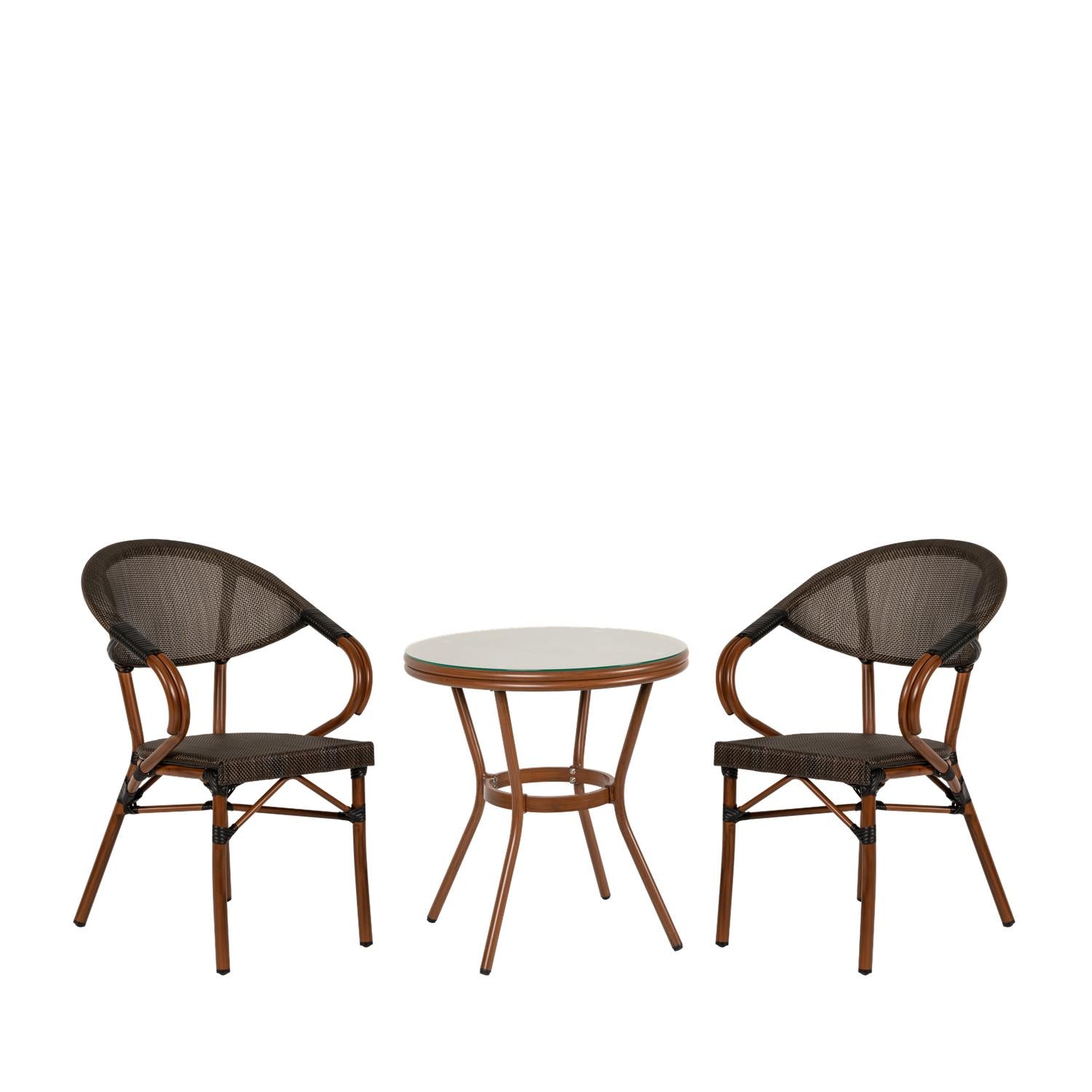 Σετ Τραπεζαρία Κήπου ArteLibre BURUNDI Μπαμπού Αλουμίνιο/Γυαλί Με 2 Πολυθρόνες 14990221 - Hippiehome.gr