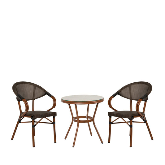 Σετ Τραπεζαρία Κήπου ArteLibre BURUNDI Μπαμπού Αλουμίνιο/Γυαλί Με 2 Πολυθρόνες 14990221 - Hippiehome.gr