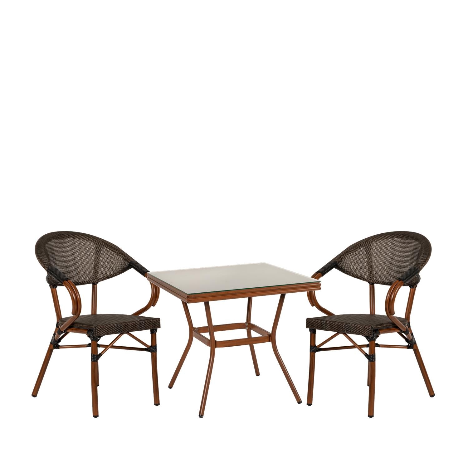 Σετ Τραπεζαρία Κήπου ArteLibre ANGOLA Μπαμπού Αλουμίνιο/Γυαλί Με 2 Πολυθρόνες 14990222 - Hippiehome.gr