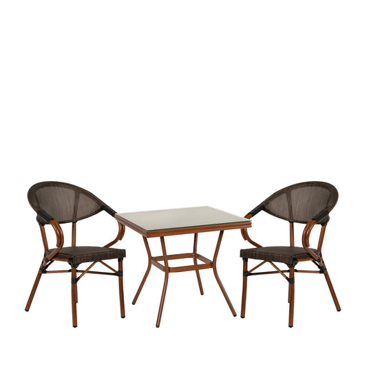 Σετ Τραπεζαρία Κήπου ArteLibre ANGOLA Μπαμπού Αλουμίνιο/Γυαλί Με 2 Πολυθρόνες 14990222 - Hippiehome.gr