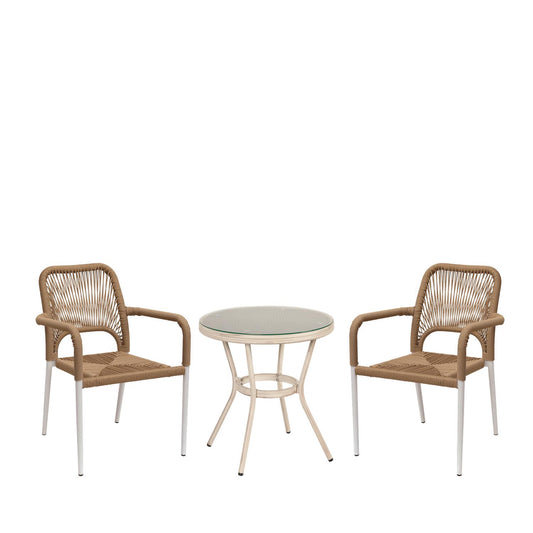 Σετ Τραπεζαρία Κήπου ArteLibre BURUNDI Λευκό Αλουμίνιο/Γυαλί Με 2 Πολυθρόνες 14990269 - Hippiehome.gr