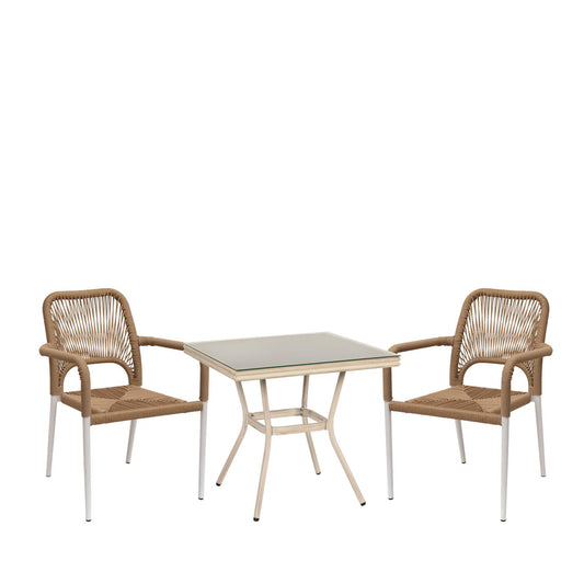 Σετ Τραπεζαρία Κήπου ArteLibre ANGOLA Λευκό Αντικέ Με 2 Πολυθρόνες 14990270 - Hippiehome.gr