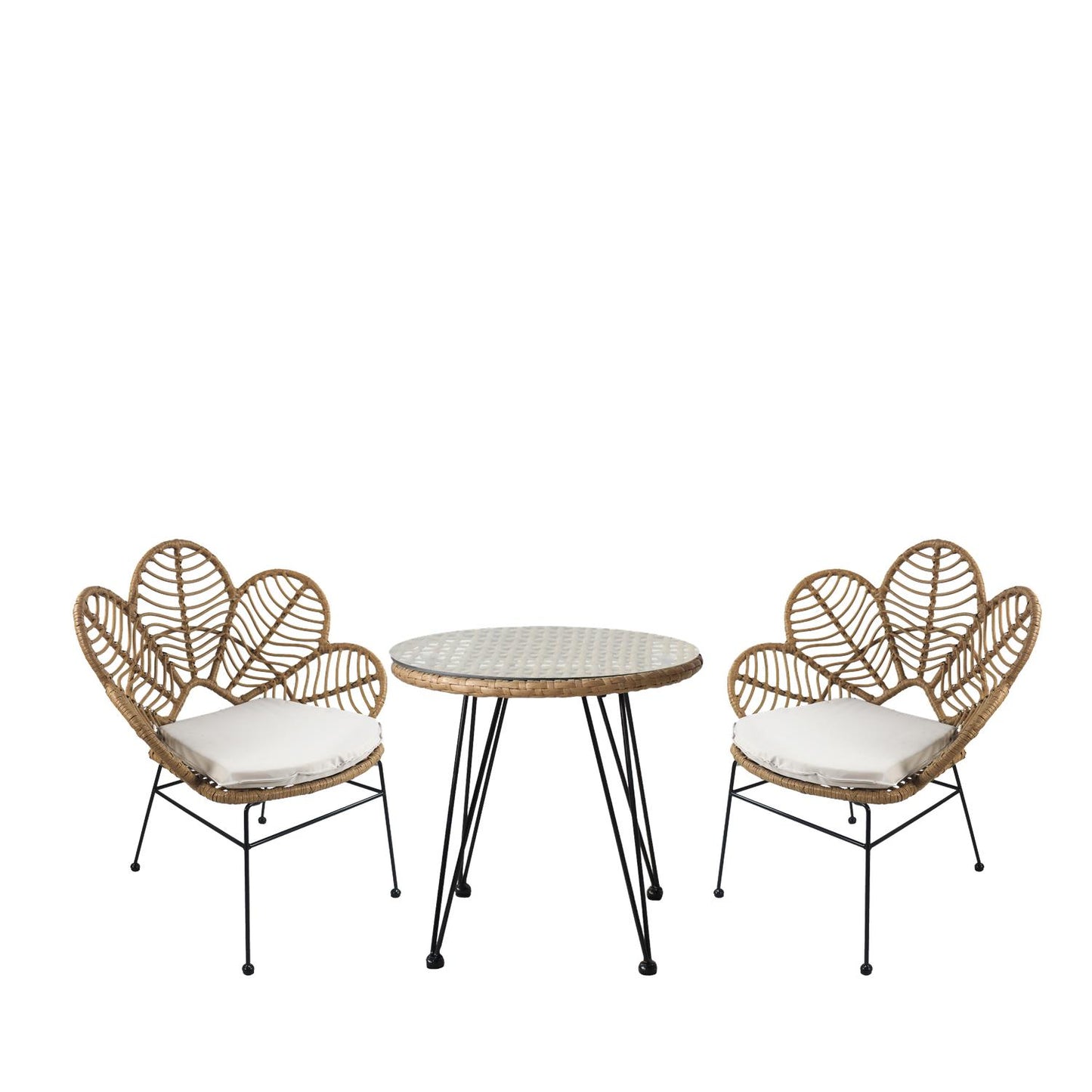 Σετ Τραπεζαρία Κήπου ArteLibre EUSEBIO Φυσικό/Μαύρο Μέταλλο/Rattan Με 2 Καρέκλες 14990358 - Hippiehome.gr