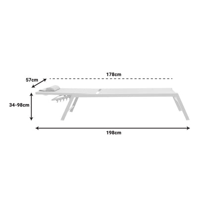 Ξαπλώστρα Kiara pakoworld αλουμίνιο λευκό-textilene μπεζ - Hippiehome.gr