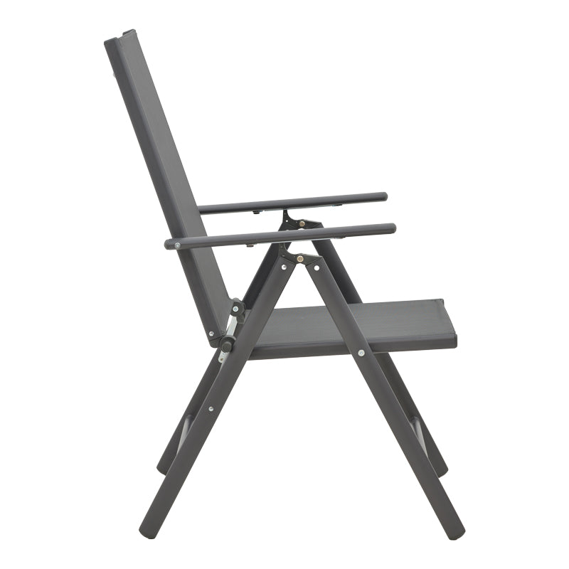 Πολυθρόνα Candor pakoworld ανθρακί μέταλλο και γκρι textilene 51.5x63.5x107εκ - Hippiehome.gr