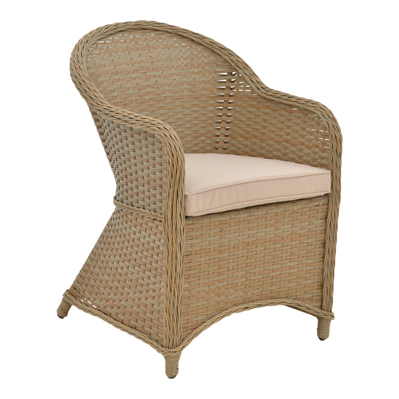 Πολυθρόνα κήπου Hadrian pakoworld rattan καφέ- textilene μπεζ 57x70x85εκ - Hippiehome.gr
