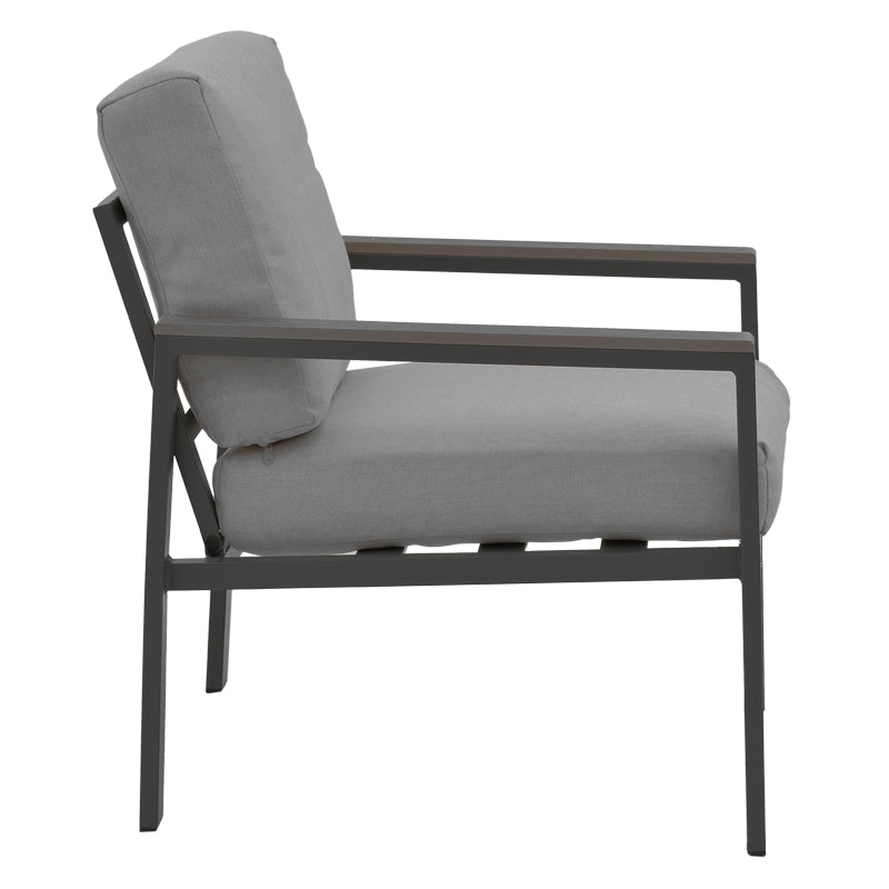 Σαλόνι Fashionable pakoworld σετ 4τμχ ύφασμα σε γκρι απόχρωση και αλουμίνιο-plywood σε ανθρακί απόχρωση - Hippiehome.gr