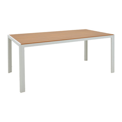 Τραπεζαρία Zacreta- Nares σετ 5τεμ pakoworld λευκό αλουμίνιο και plywood σε φυσικό χρώμα 180x90x72.5εκ - Hippiehome.gr