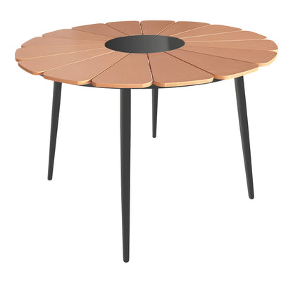 Τραπέζι Pinap pakoworld μαύρο αλουμίνιο και plywood σε φυσική απόχρωση Φ110x74εκ - Hippiehome.gr