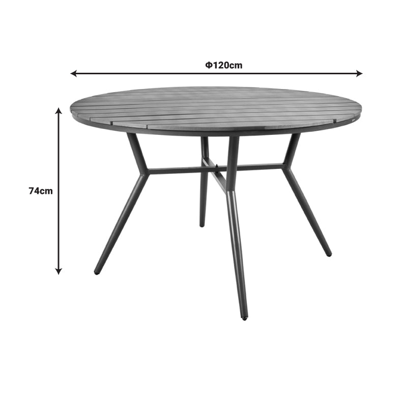 Τραπέζι Appa pakoworld αλουμίνιο και plywood σε ανθρακί απόχρωση Φ120x74εκ - Hippiehome.gr