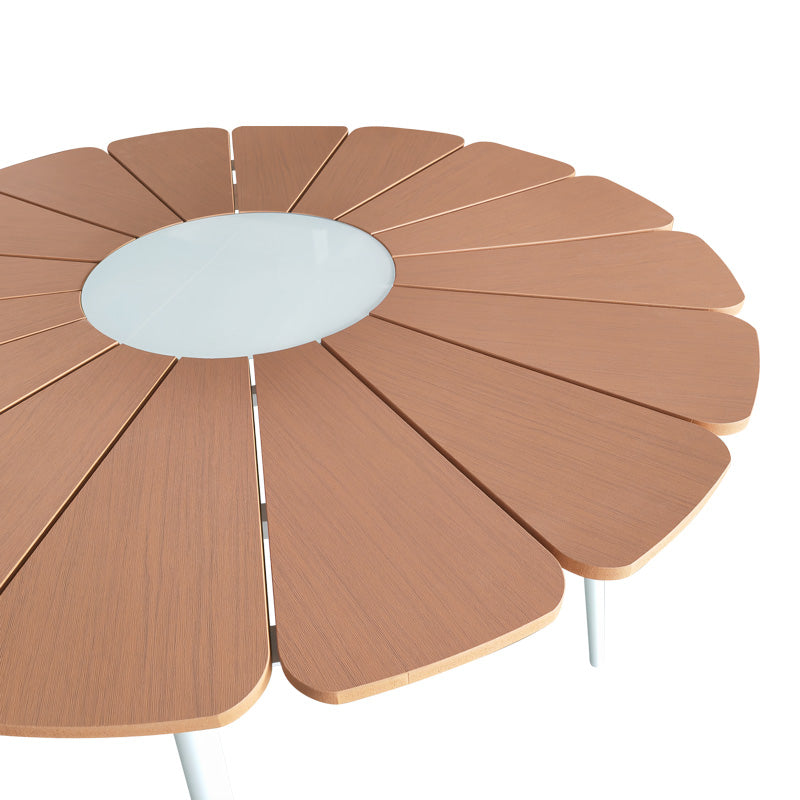 Τραπεζαρία Pinap-Dashiell σετ 5τεμ pakoworld λευκό αλουμίνιο και plywood σε φυσική απόχρωση Φ110x74εκ - Hippiehome.gr