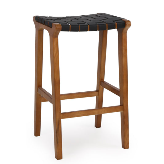 Σκαμπό Επαγγελματικό ArteLibre HELENE Καρυδί/Μαύρο Ξύλο/Δέρμα 45x38x63cm - Hippiehome.gr