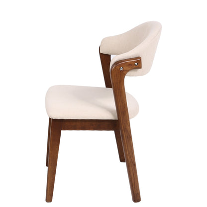 Καρέκλα Τραπεζαρίας ArteLibre ISMENE Μπεζ/Καρυδί Ξύλο/Ύφασμα 52.5x56x83cm - Hippiehome.gr