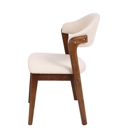 Καρέκλα Τραπεζαρίας ArteLibre ISMENE Μπεζ/Καρυδί Ξύλο/Ύφασμα 52.5x56x83cm - Hippiehome.gr