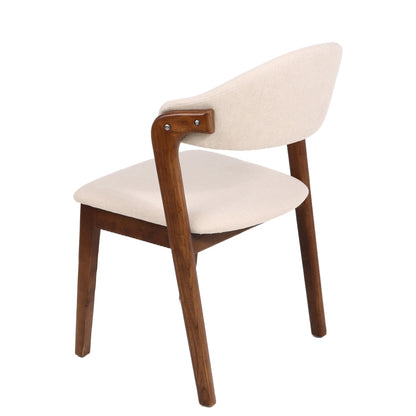 Καρέκλα Τραπεζαρίας ArteLibre ISMENE Μπεζ/Καρυδί Ξύλο/Ύφασμα 52.5x56x83cm - Hippiehome.gr