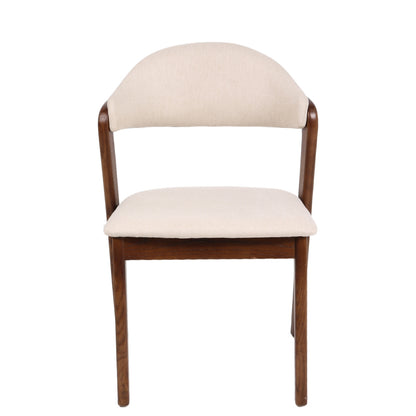 Καρέκλα Τραπεζαρίας ArteLibre ISMENE Μπεζ/Καρυδί Ξύλο/Ύφασμα 52.5x56x83cm - Hippiehome.gr