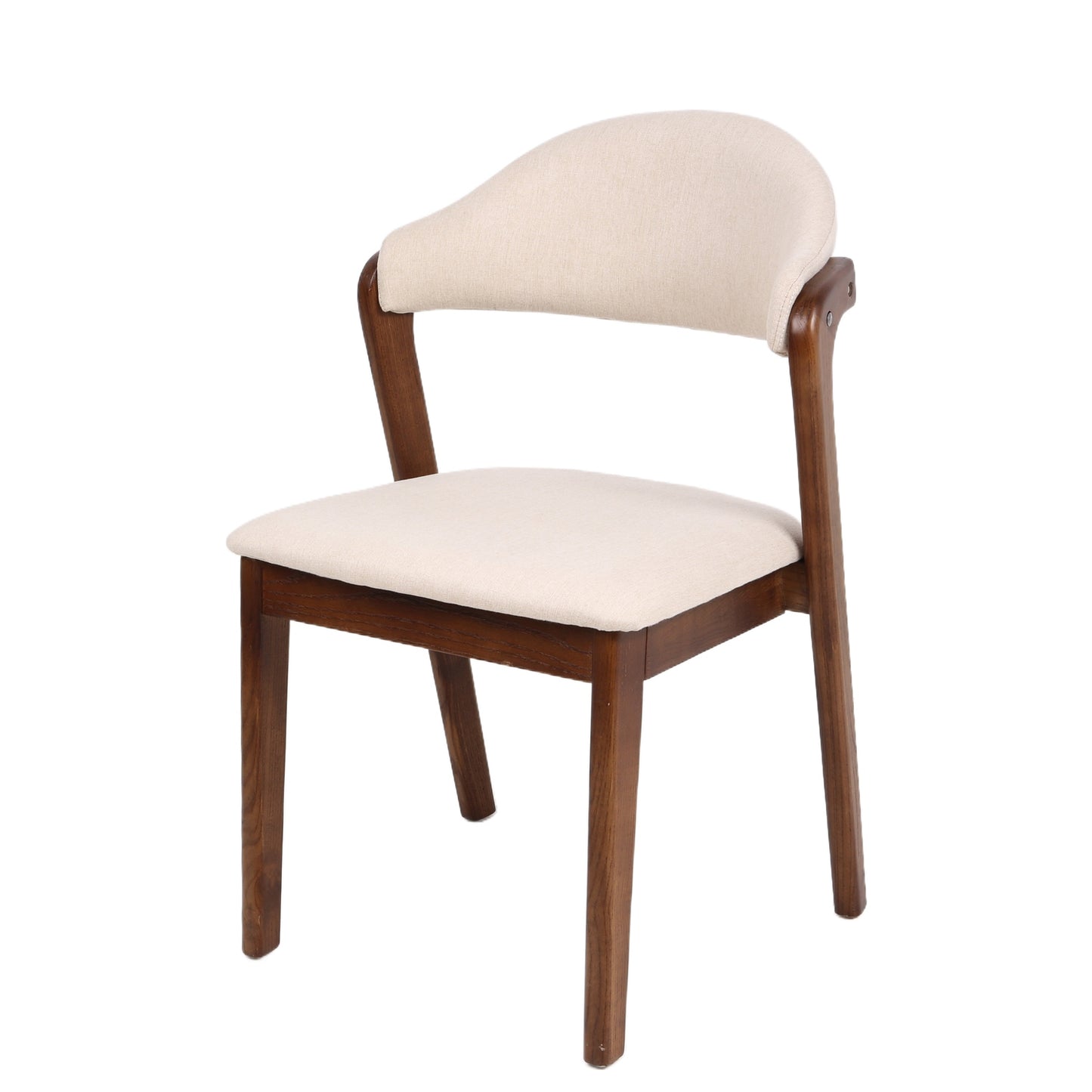 Καρέκλα Τραπεζαρίας ArteLibre ISMENE Μπεζ/Καρυδί Ξύλο/Ύφασμα 52.5x56x83cm - Hippiehome.gr