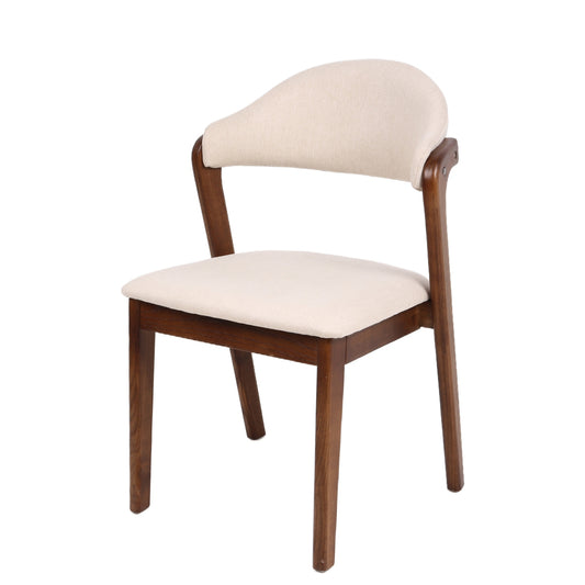 Καρέκλα Τραπεζαρίας ArteLibre ISMENE Μπεζ/Καρυδί Ξύλο/Ύφασμα 52.5x56x83cm - Hippiehome.gr