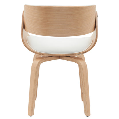 Πολυθρόνα Τραπεζαρίας ArteLibre GUNNAR Λευκό/Φυσικό Ξύλο/PU 51x53x75cm - Hippiehome.gr