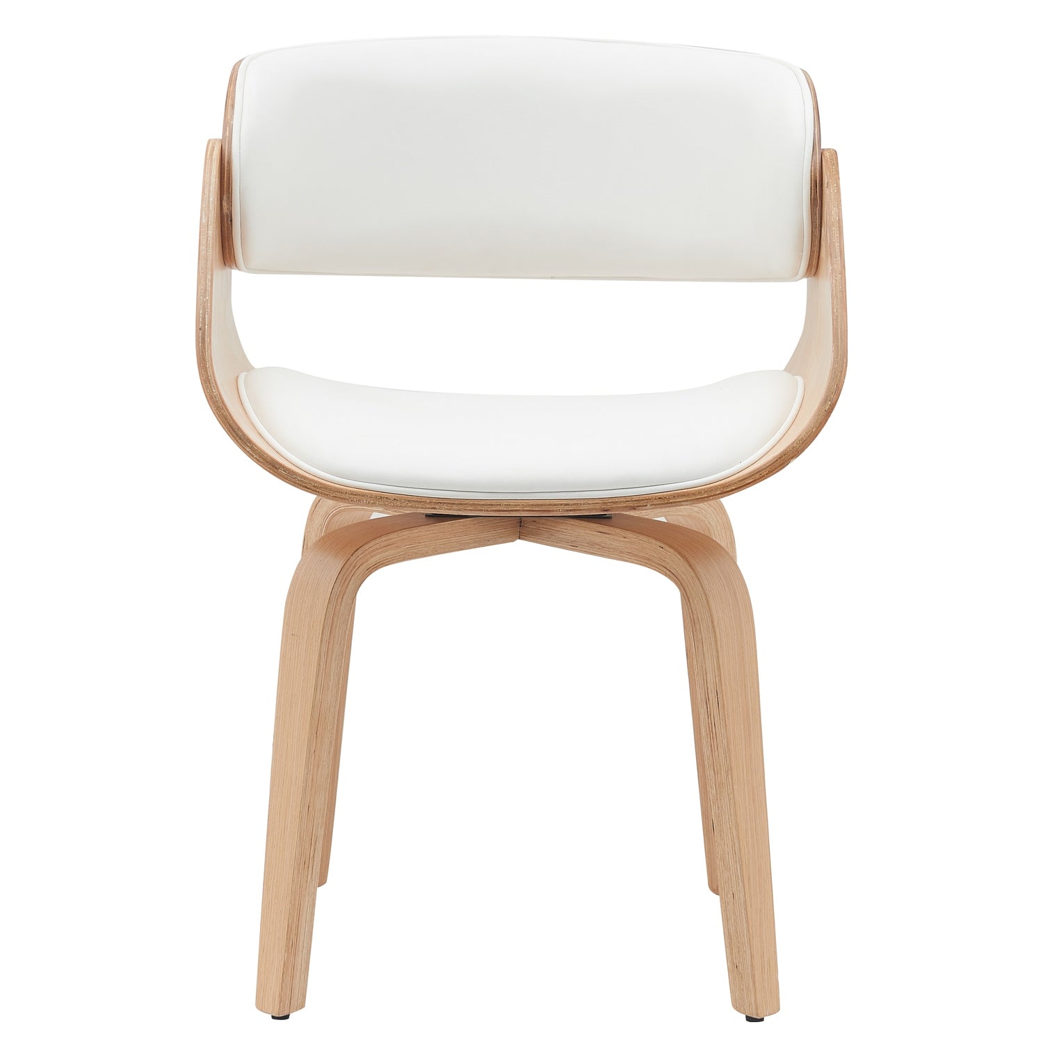 Πολυθρόνα Τραπεζαρίας ArteLibre GUNNAR Λευκό/Φυσικό Ξύλο/PU 51x53x75cm - Hippiehome.gr