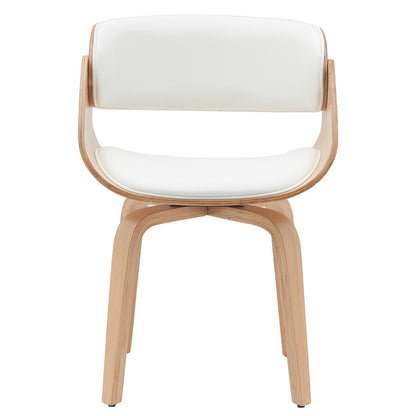 Πολυθρόνα Τραπεζαρίας ArteLibre GUNNAR Λευκό/Φυσικό Ξύλο/PU 51x53x75cm - Hippiehome.gr