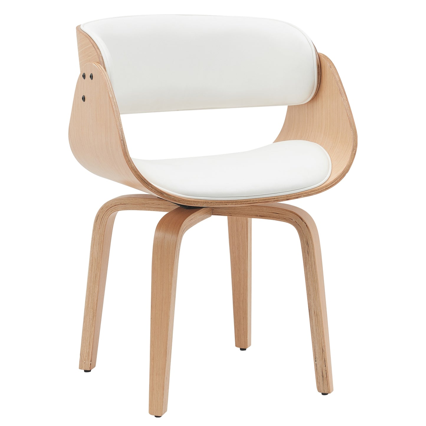 Πολυθρόνα Τραπεζαρίας ArteLibre GUNNAR Λευκό/Φυσικό Ξύλο/PU 51x53x75cm - Hippiehome.gr