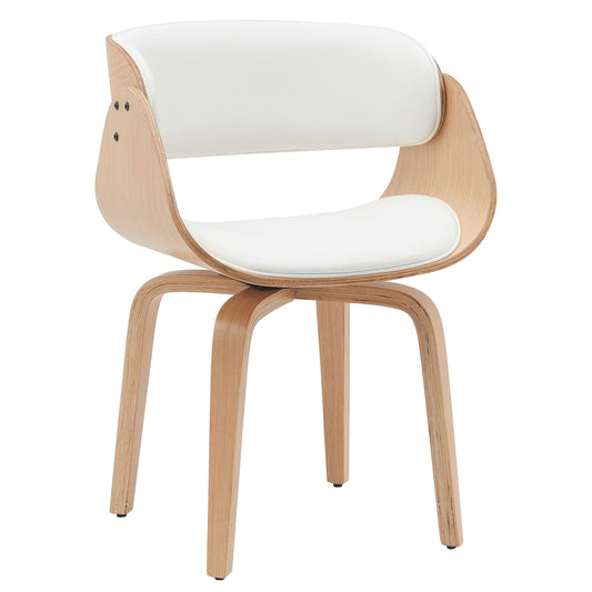 Πολυθρόνα Τραπεζαρίας ArteLibre GUNNAR Λευκό/Φυσικό Ξύλο/PU 51x53x75cm - Hippiehome.gr