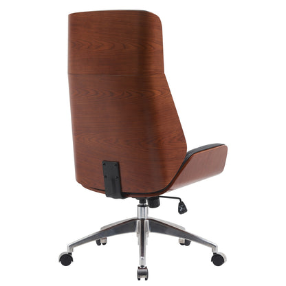 Καρέκλα Γραφείου Διευθυντή ArteLibre TITUS Μαύρο/Καφέ Ξύλο/PU/Αλουμίνιο 59x65x108.5-116.5cm - Hippiehome.gr