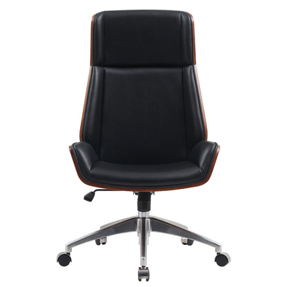 Καρέκλα Γραφείου Διευθυντή ArteLibre TITUS Μαύρο/Καφέ Ξύλο/PU/Αλουμίνιο 59x65x108.5-116.5cm - Hippiehome.gr