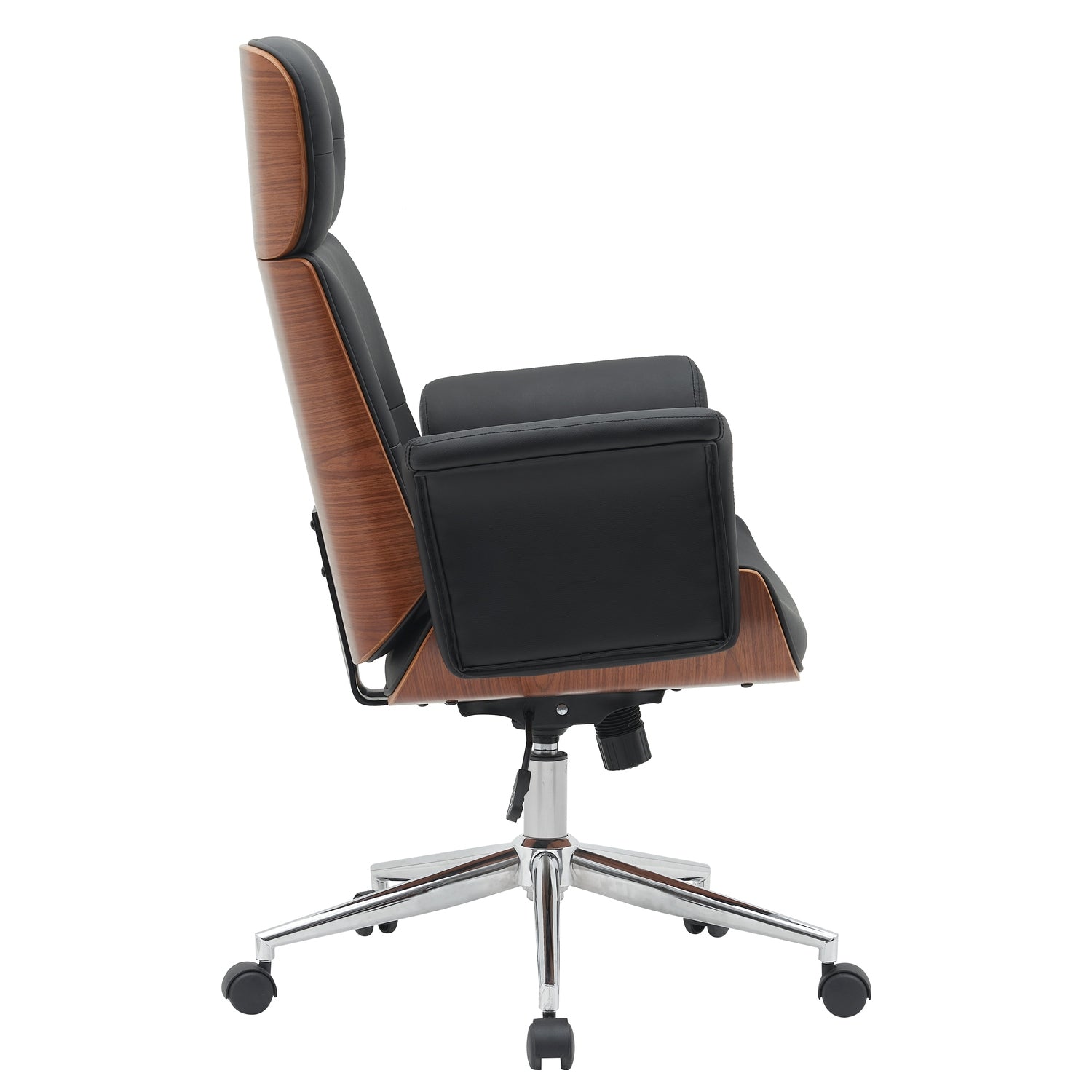 Καρέκλα Γραφείου Διευθυντή ArteLibre TARAK Μαύρο/Καφέ Ξύλο/PU/Αλουμίνιο 75x68x113.5-122cm - Hippiehome.gr