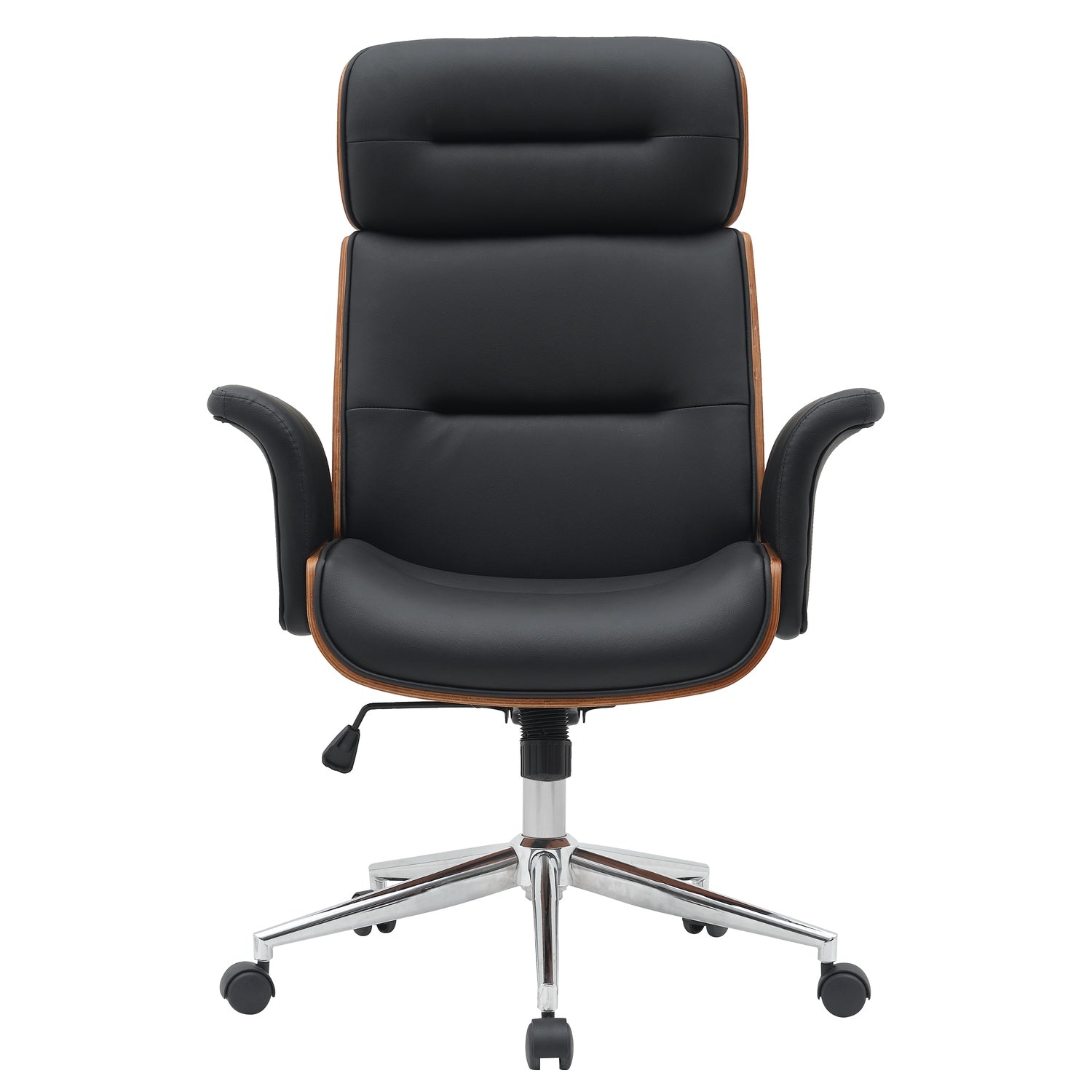 Καρέκλα Γραφείου Διευθυντή ArteLibre TARAK Μαύρο/Καφέ Ξύλο/PU/Αλουμίνιο 75x68x113.5-122cm - Hippiehome.gr