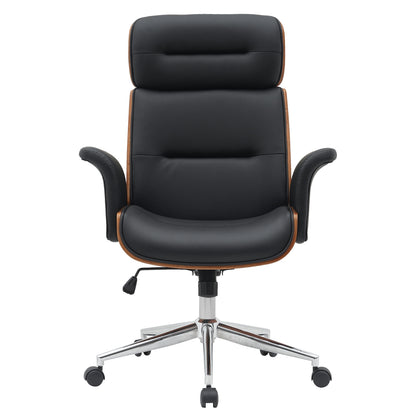 Καρέκλα Γραφείου Διευθυντή ArteLibre TARAK Μαύρο/Καφέ Ξύλο/PU/Αλουμίνιο 75x68x113.5-122cm - Hippiehome.gr