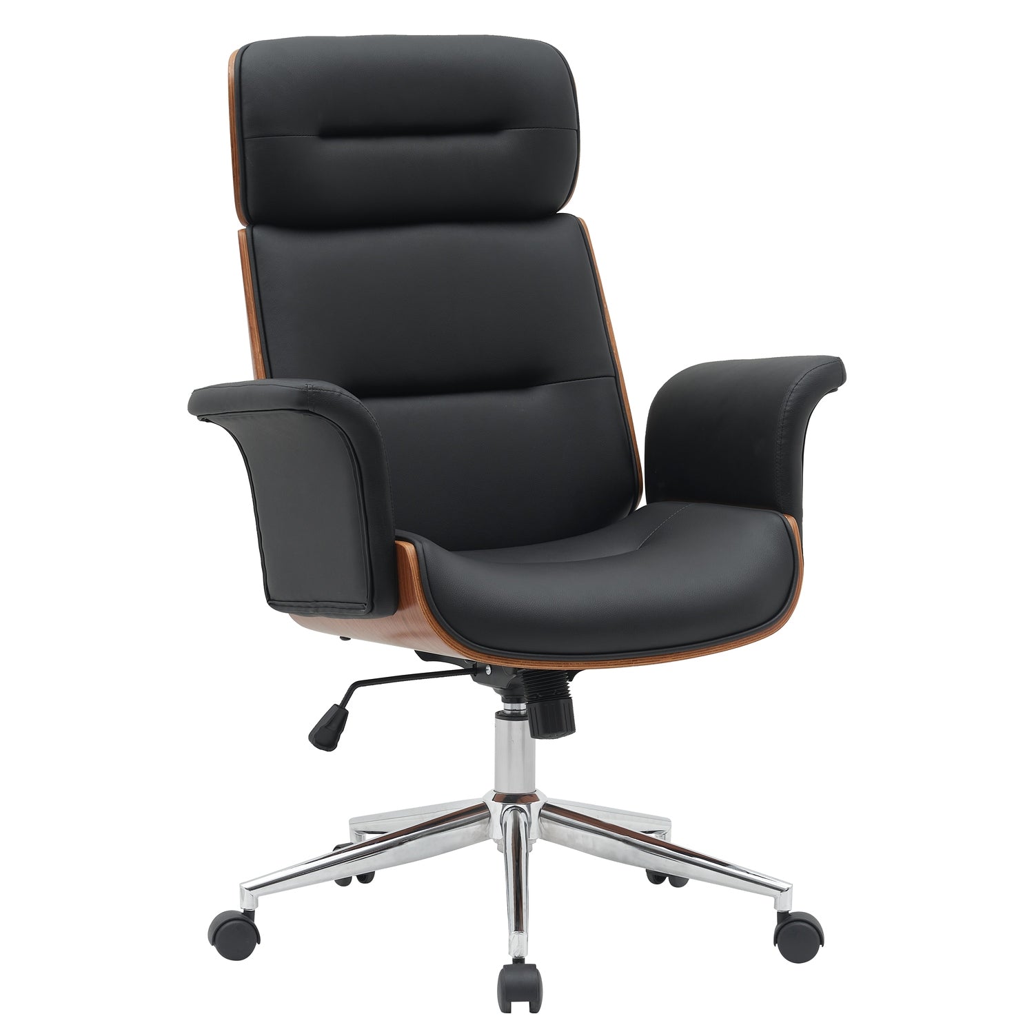 Καρέκλα Γραφείου Διευθυντή ArteLibre TARAK Μαύρο/Καφέ Ξύλο/PU/Αλουμίνιο 75x68x113.5-122cm - Hippiehome.gr