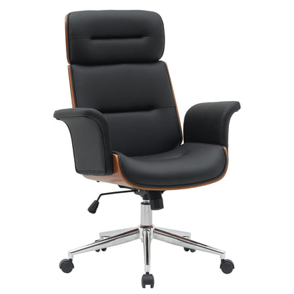 Καρέκλα Γραφείου Διευθυντή ArteLibre TARAK Μαύρο/Καφέ Ξύλο/PU/Αλουμίνιο 75x68x113.5-122cm - Hippiehome.gr