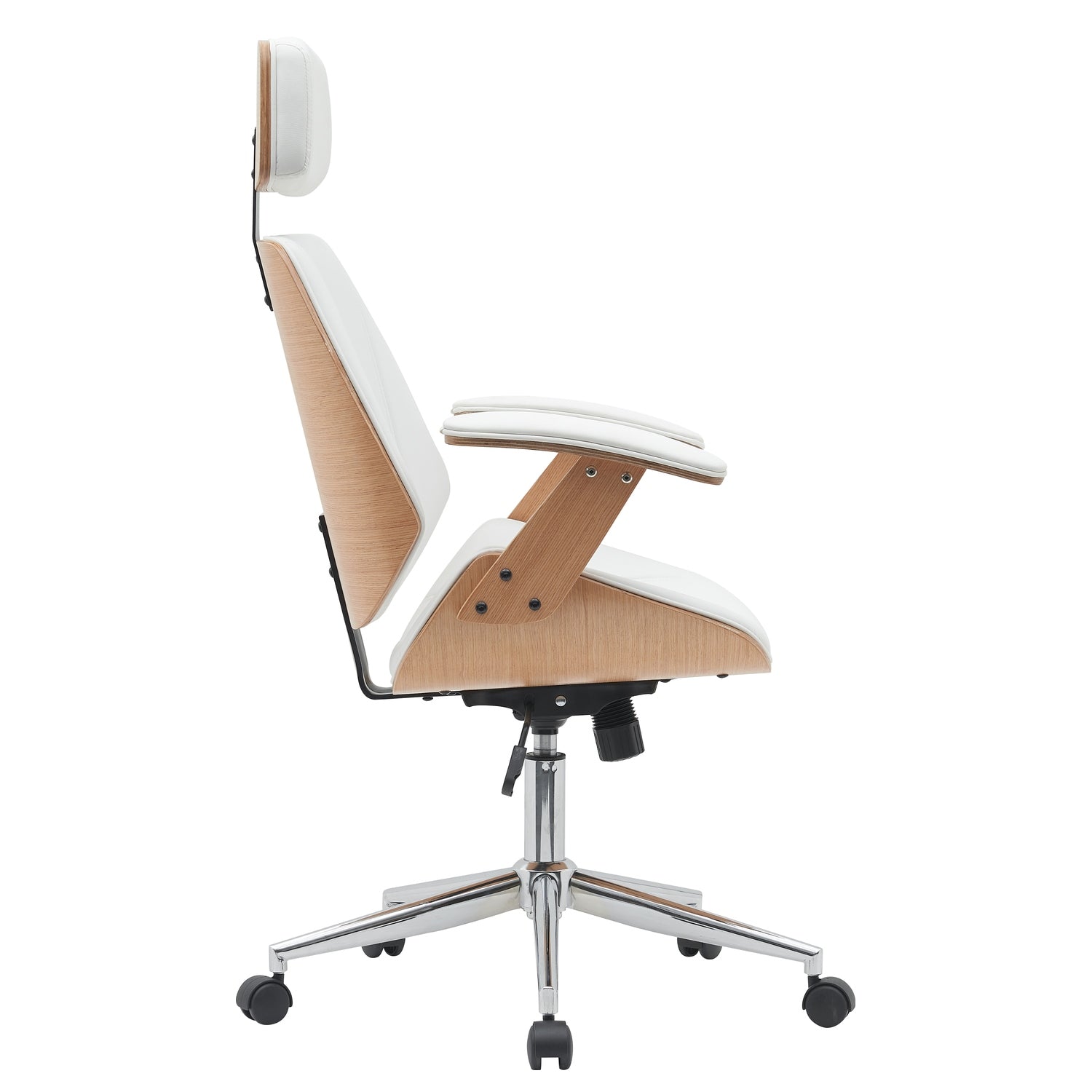 Καρέκλα Γραφείου Διευθυντή ArteLibre MILIUS Λευκό/Φυσικό Ξύλο/PU/Αλουμίνιο 53x56x73-83cm - Hippiehome.gr