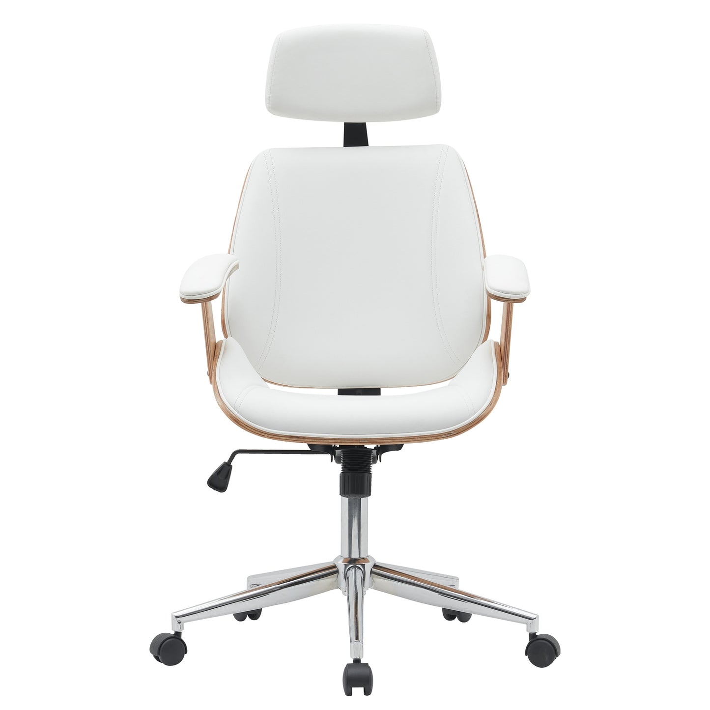 Καρέκλα Γραφείου Διευθυντή ArteLibre MILIUS Λευκό/Φυσικό Ξύλο/PU/Αλουμίνιο 53x56x73-83cm - Hippiehome.gr