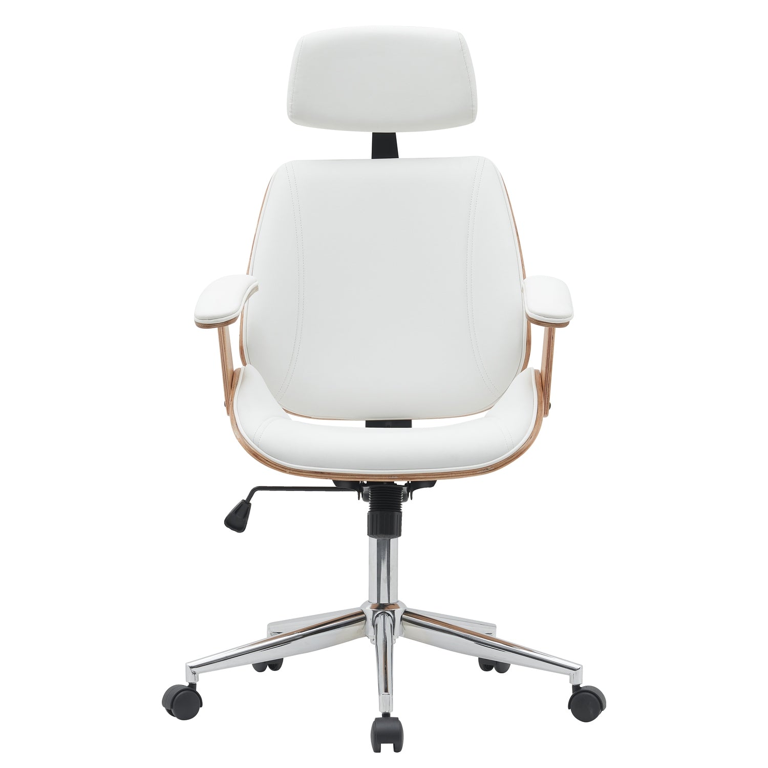 Καρέκλα Γραφείου Διευθυντή ArteLibre MILIUS Λευκό/Φυσικό Ξύλο/PU/Αλουμίνιο 53x56x73-83cm - Hippiehome.gr