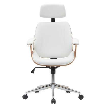 Καρέκλα Γραφείου Διευθυντή ArteLibre MILIUS Λευκό/Φυσικό Ξύλο/PU/Αλουμίνιο 53x56x73-83cm - Hippiehome.gr