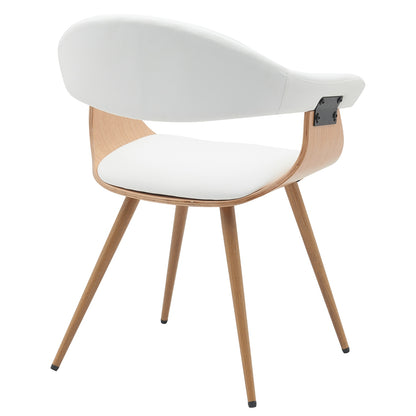 Καρέκλα Επισκέπτη ArteLibre DEVRA Λευκό/Φυσικό Ξύλο/PU/Μέταλλο 55.5x53.5x77cm - Hippiehome.gr