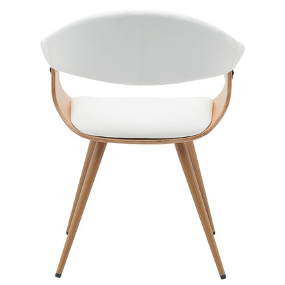 Καρέκλα Επισκέπτη ArteLibre DEVRA Λευκό/Φυσικό Ξύλο/PU/Μέταλλο 55.5x53.5x77cm - Hippiehome.gr