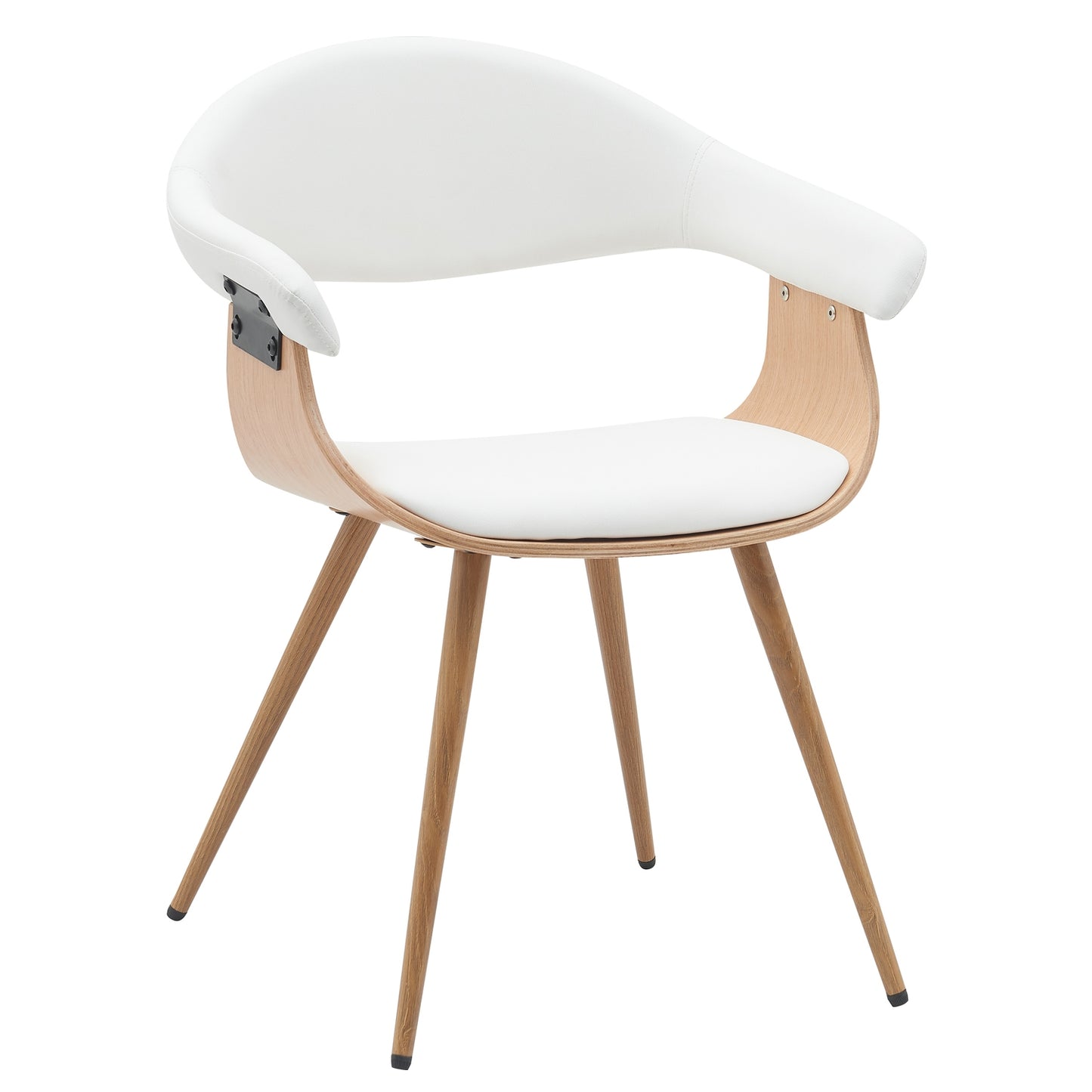 Καρέκλα Επισκέπτη ArteLibre DEVRA Λευκό/Φυσικό Ξύλο/PU/Μέταλλο 55.5x53.5x77cm - Hippiehome.gr