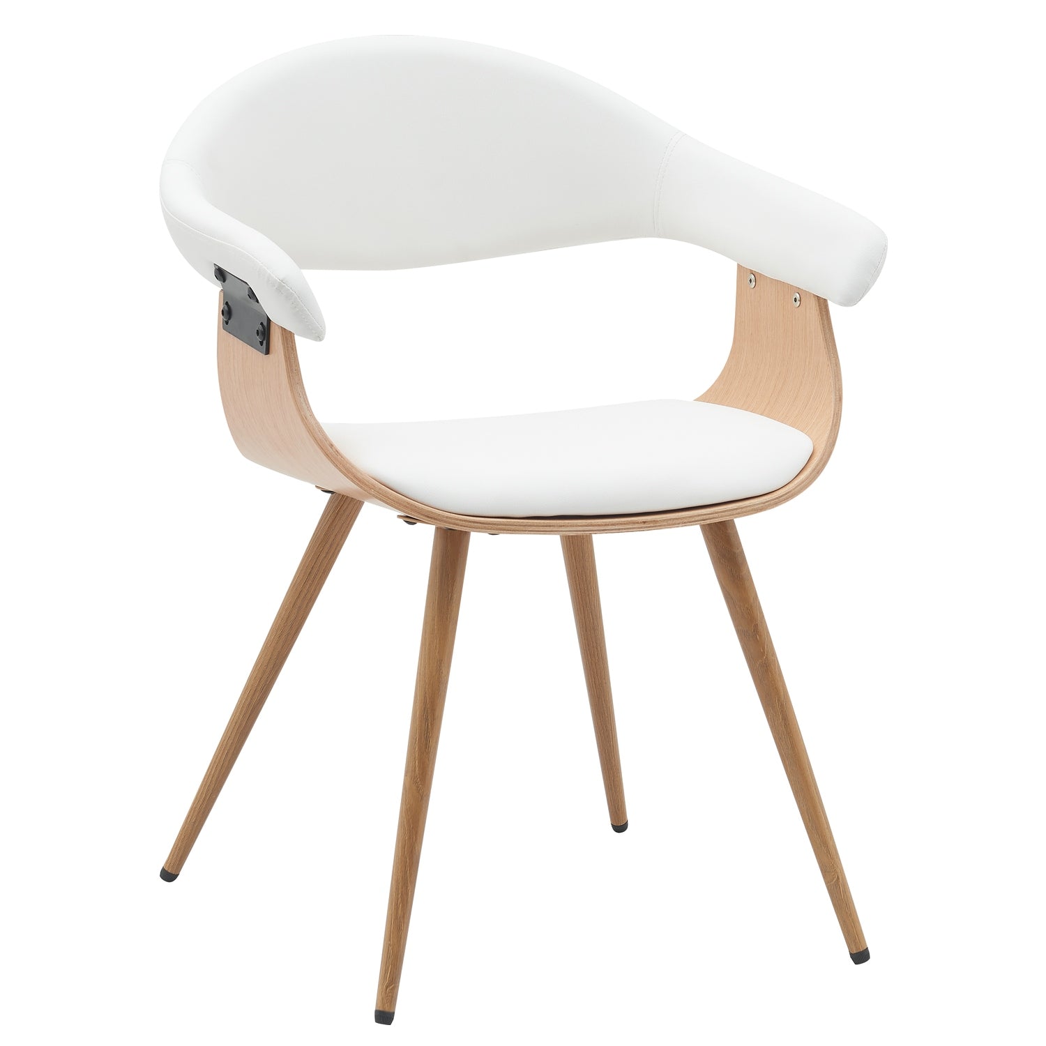 Καρέκλα Επισκέπτη ArteLibre DEVRA Λευκό/Φυσικό Ξύλο/PU/Μέταλλο 55.5x53.5x77cm - Hippiehome.gr