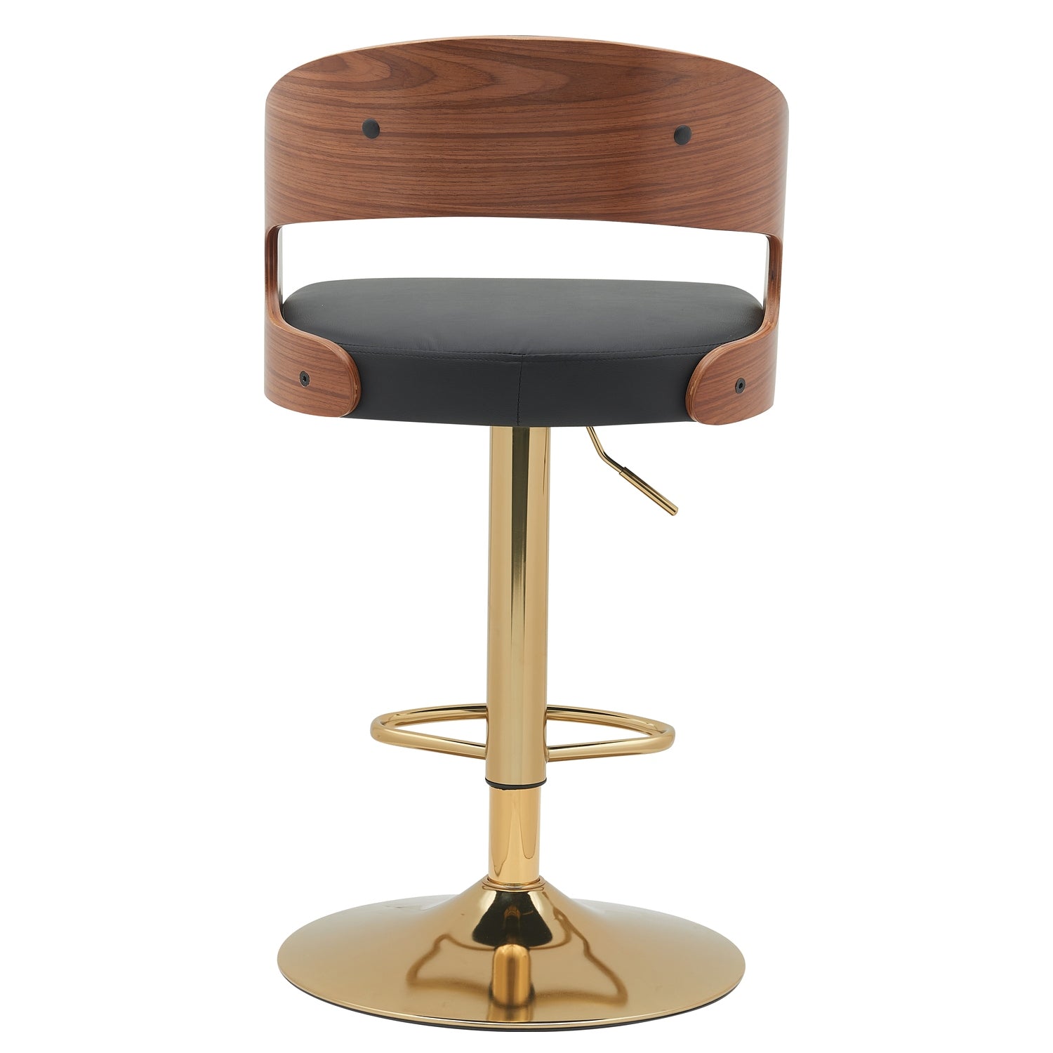 Σκαμπό Bar ArteLibre SINDRI Μαύρο/Καφέ Ξύλο/PU/Αλουμίνιο 48x49x91-112cm - Hippiehome.gr