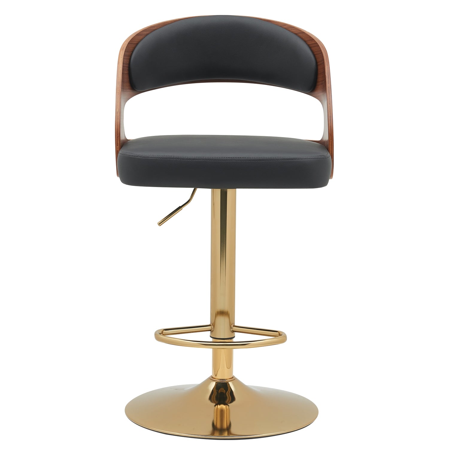 Σκαμπό Bar ArteLibre SINDRI Μαύρο/Καφέ Ξύλο/PU/Αλουμίνιο 48x49x91-112cm - Hippiehome.gr