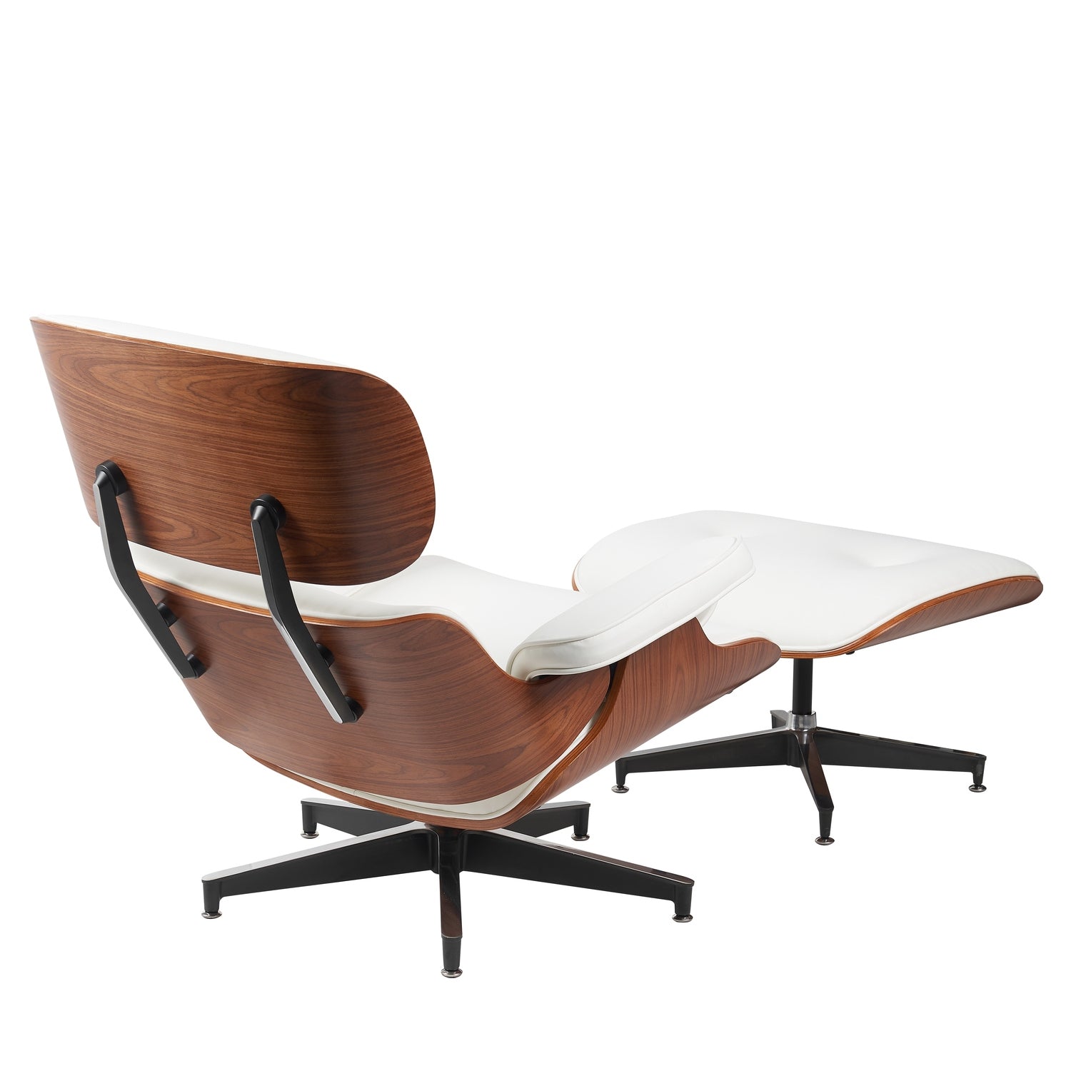 Πολυθρόνα Relax ArteLibre MIREN Με Υποπόδιο Λευκό/Καφέ Ξύλο/PU 82x92x78cm - Hippiehome.gr