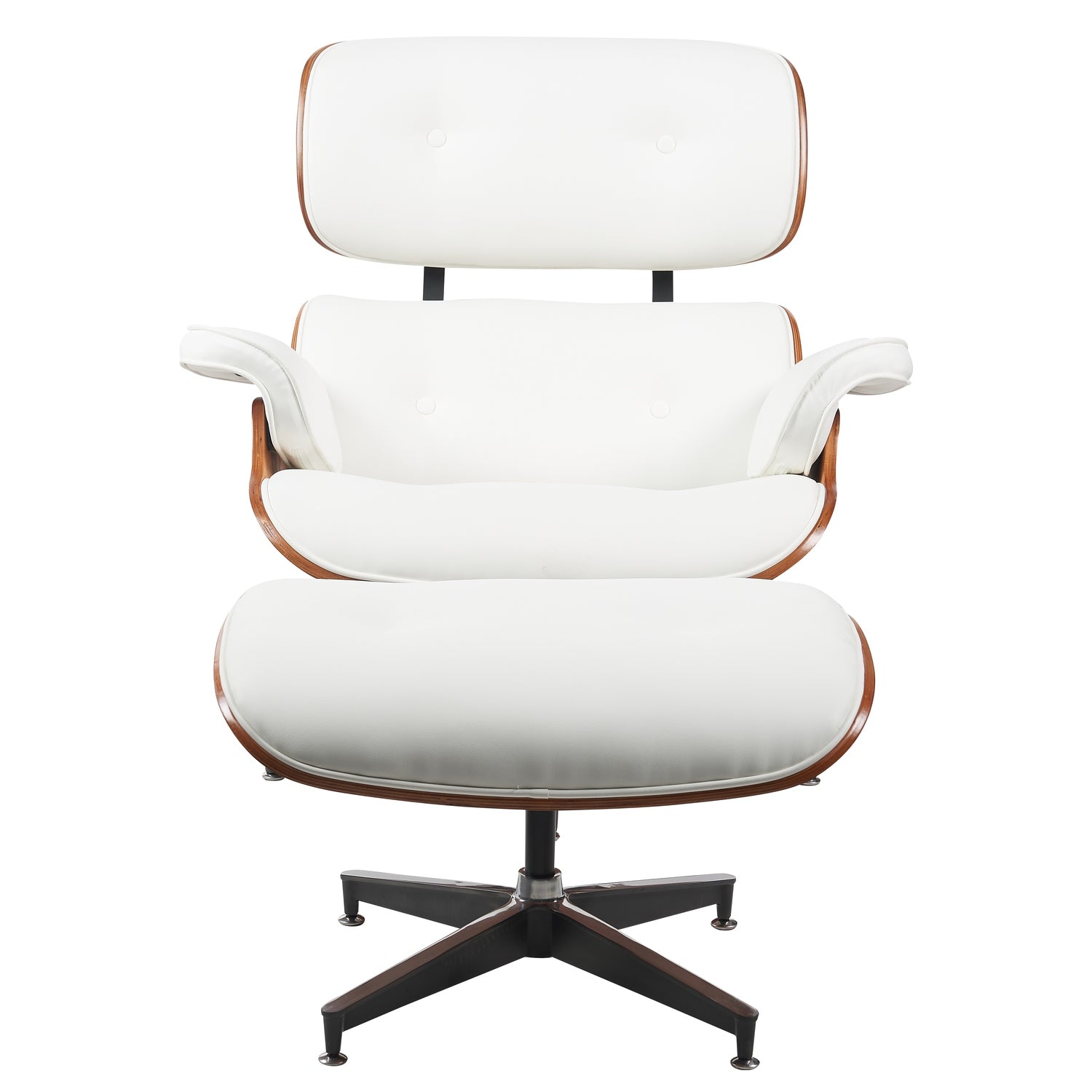 Πολυθρόνα Relax ArteLibre MIREN Με Υποπόδιο Λευκό/Καφέ Ξύλο/PU 82x92x78cm - Hippiehome.gr