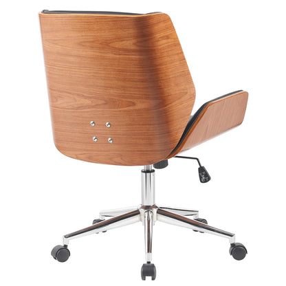 Καρέκλα Γραφείου ArteLibre ZAREK Μαύρο/Καφέ Ξύλο/PU/Αλουμίνιο 61x66.5x88.5-98m - Hippiehome.gr