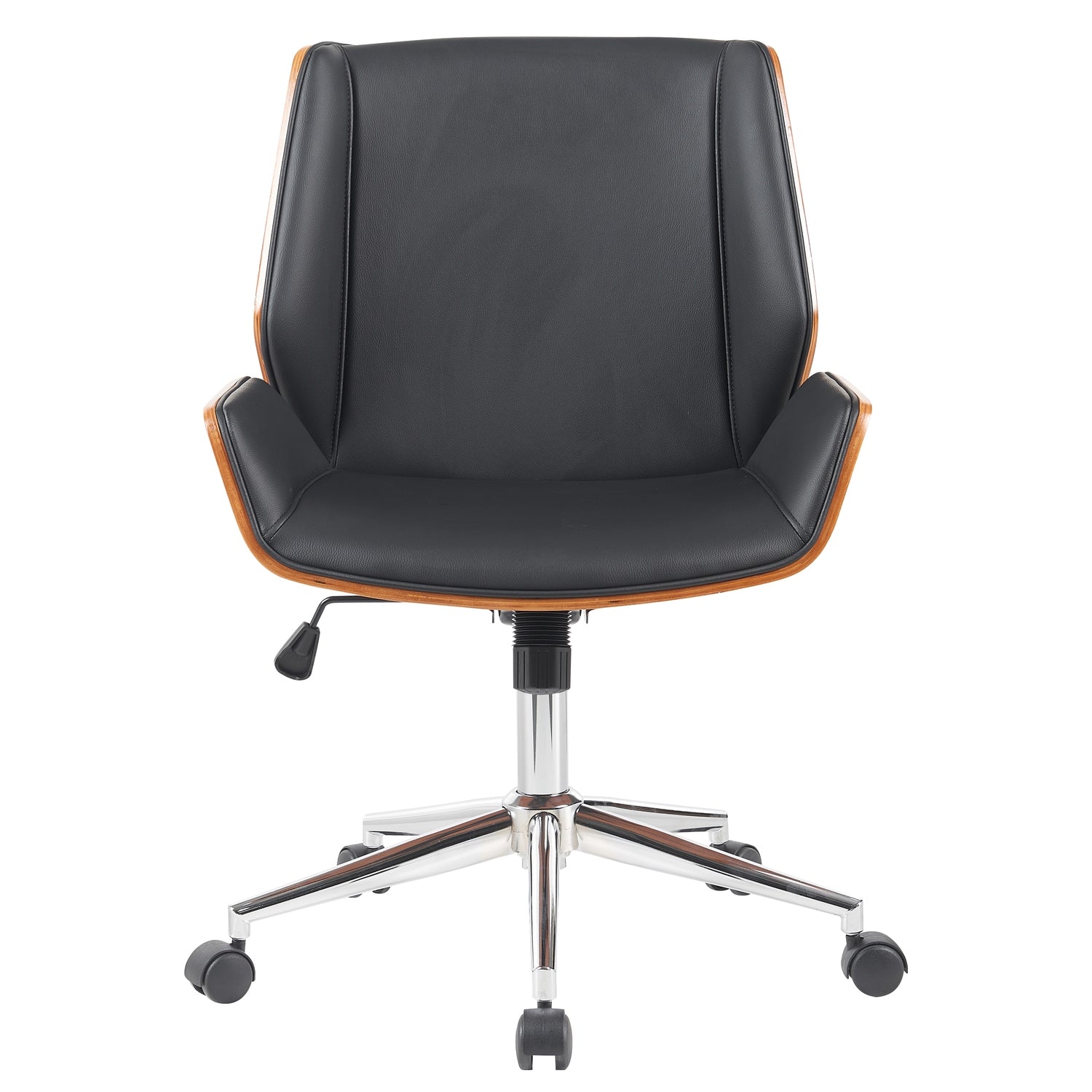 Καρέκλα Γραφείου ArteLibre ZAREK Μαύρο/Καφέ Ξύλο/PU/Αλουμίνιο 61x66.5x88.5-98m - Hippiehome.gr