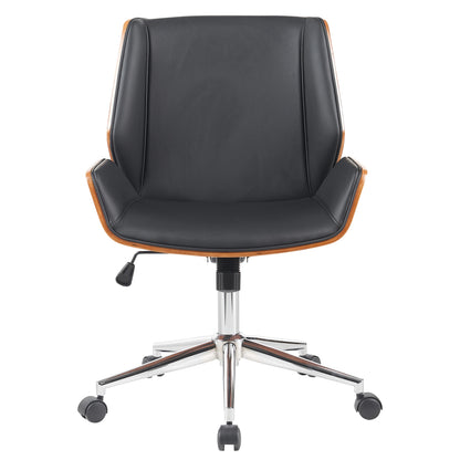 Καρέκλα Γραφείου ArteLibre ZAREK Μαύρο/Καφέ Ξύλο/PU/Αλουμίνιο 61x66.5x88.5-98m - Hippiehome.gr